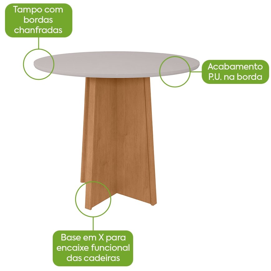 Mesa Redonda Celebrare 100 Amêndoa Clean/off White - Lopas - Imagem 2