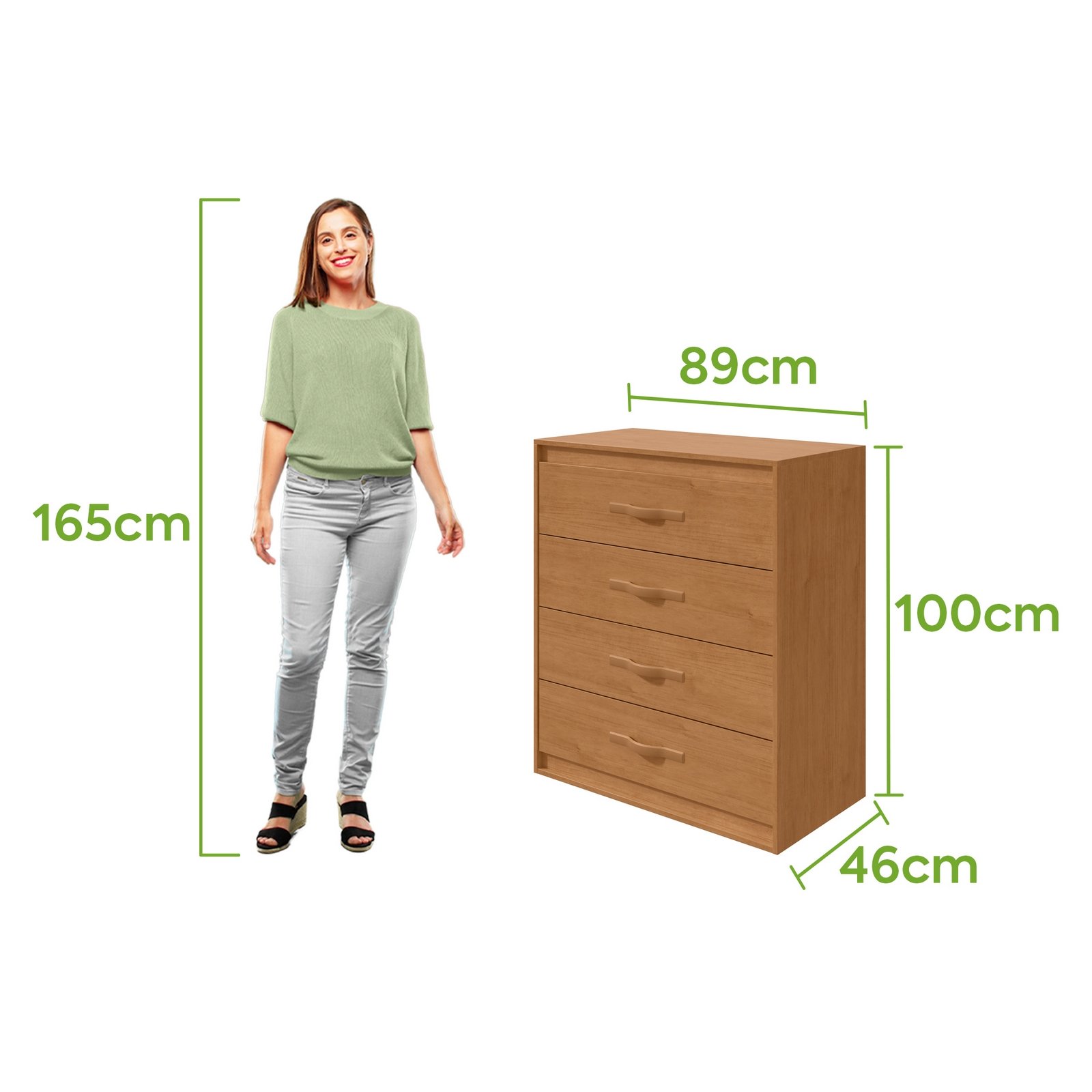Cômoda 4 Gavetas Suavitá Amêndoa Clean - LOPAS - Imagem 3