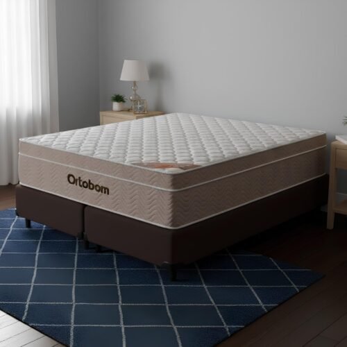 Colchão Queen Airtech Springpocket 25 cm D26 Molas Ensacadas + Base Simples Corino Marrom – ORTOBOM + BIOSTAR