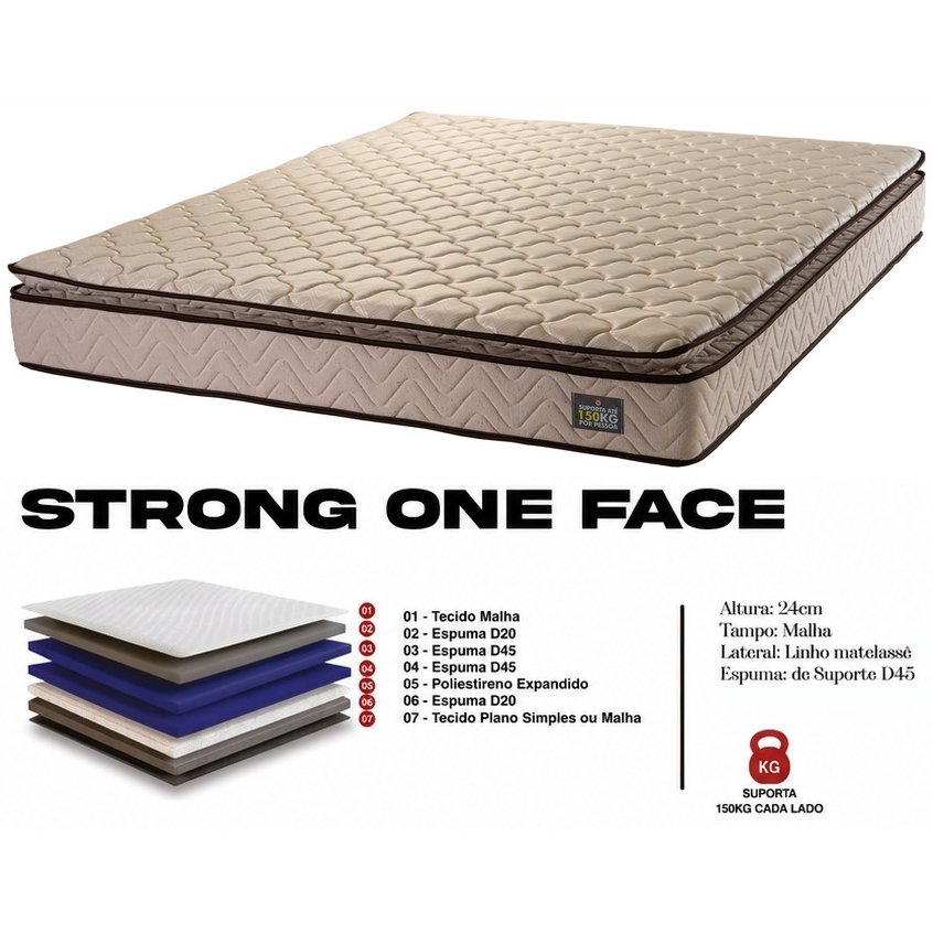 Colchão Casal Strong One Face 24 cm D45 Molas Ensacadas- KING KONFORT COLCHÕES - Imagem 2