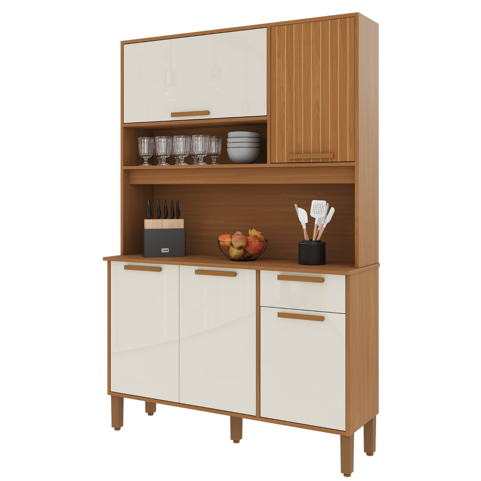 Kit Cozinha Sintra 1,20 m Freijó/Off White – INDÉKES - Imagem 6