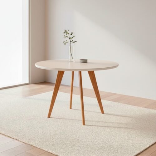 Alternative view of Mesa Redonda Acerola 109 (C/Vidro) Madeira/Off White - CIMOL