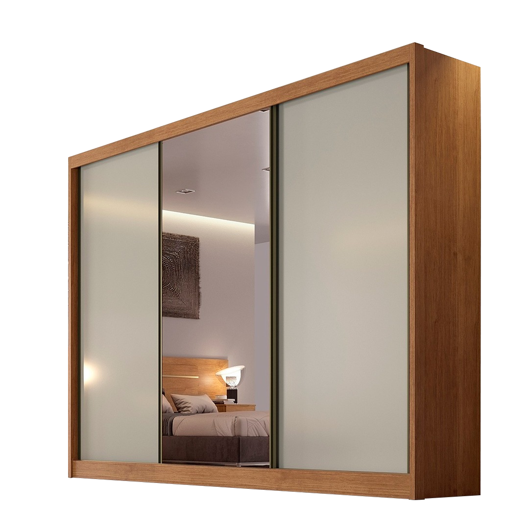 Guarda-Roupa Diamond Plus (1 porta espelhada) 2,412 m Cumaru/Fendi/Cumaru - NOVO HORIZONTE - Imagem 6