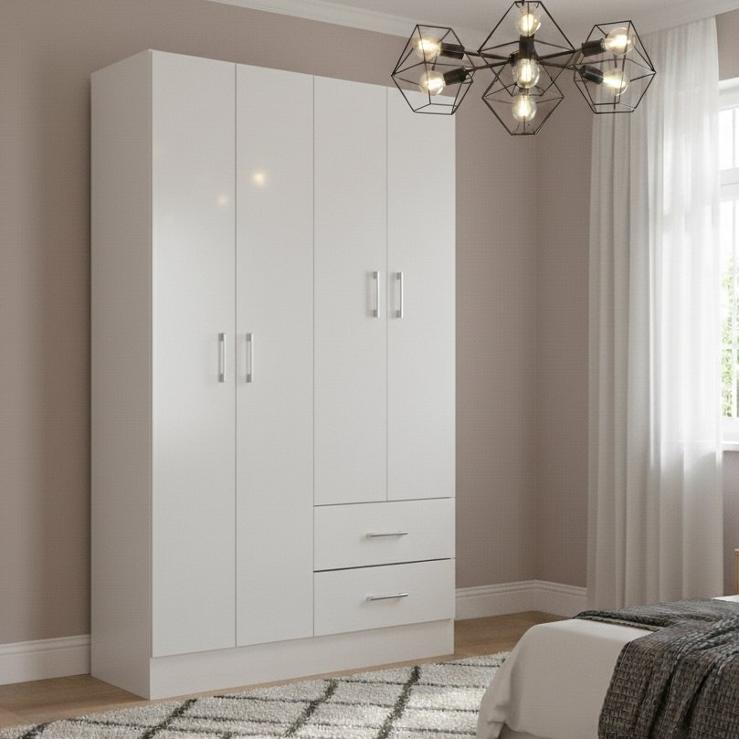 Guarda-Roupa 4 Portas Panamá 4002 0,90 m Branco - FELLICCI
