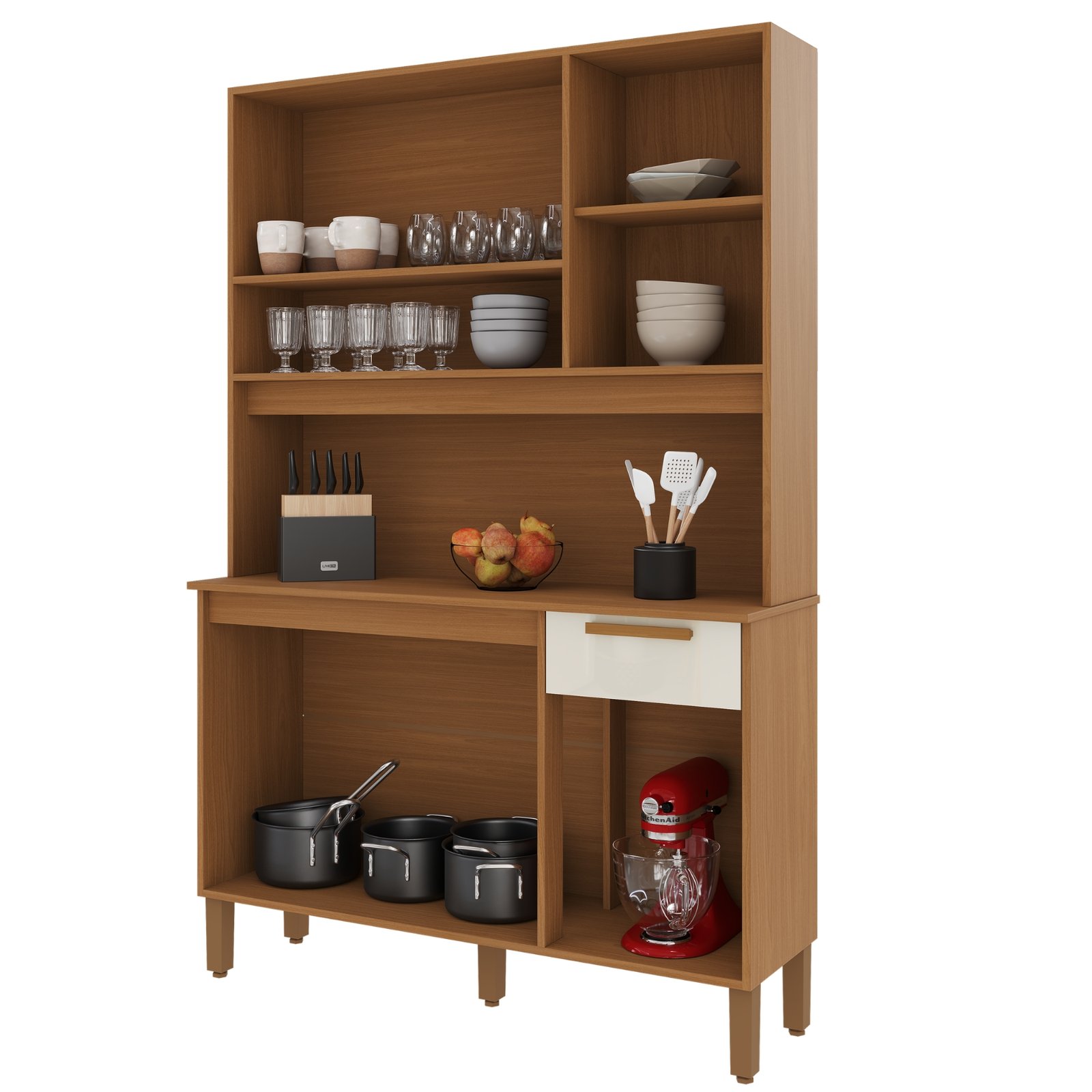 Kit Cozinha Sintra 1,20 m Freijó/Off White – INDÉKES - Imagem 3