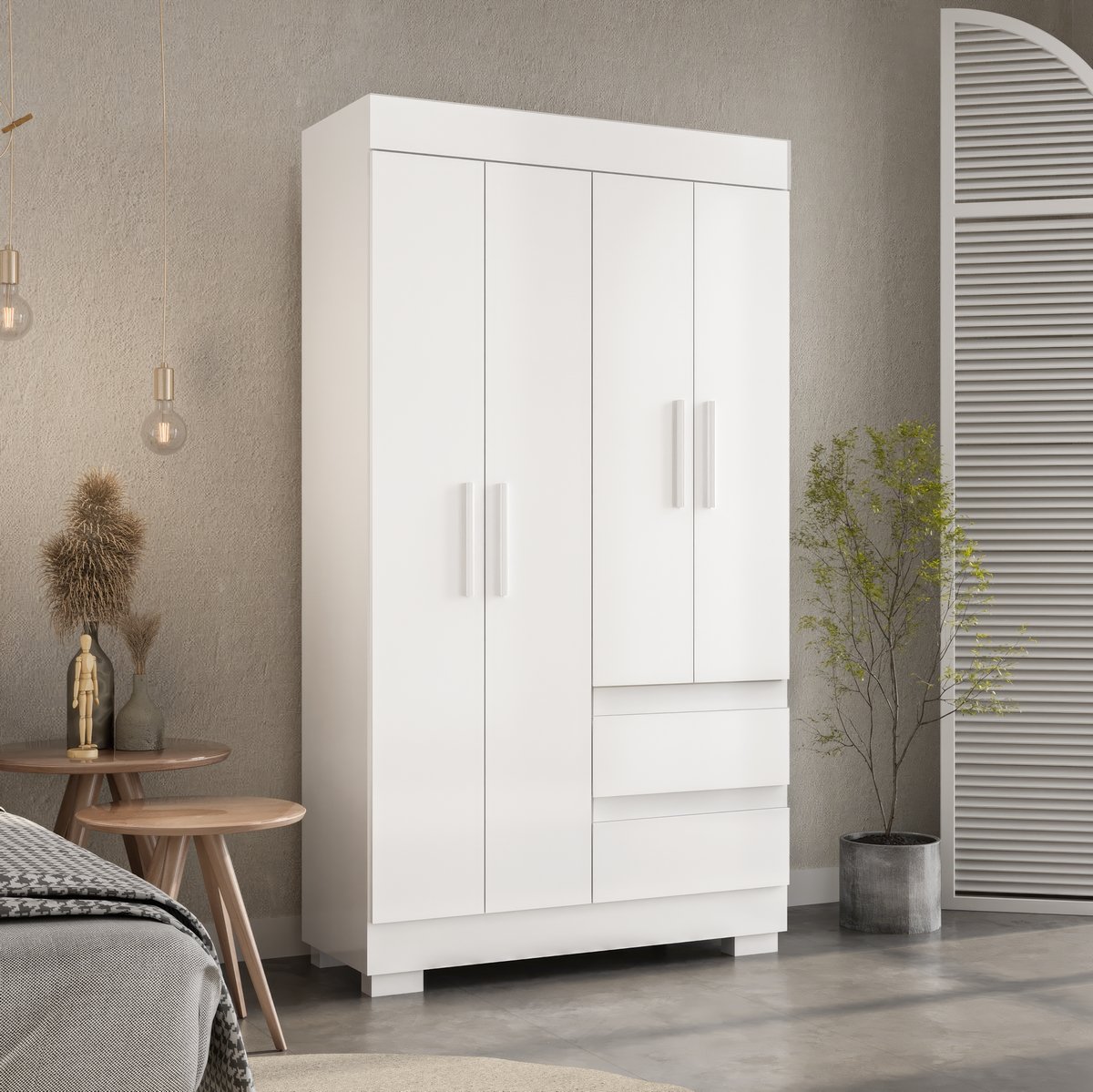 Guarda-Roupa 4 Portas Maya 0,998 m Branco - ACP MÓVEIS