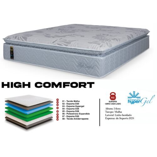 Alternative view of Colchão Queen High Comfort 34 cm D28 Molas Ensacadas - KING KONFORT COLCHÕES