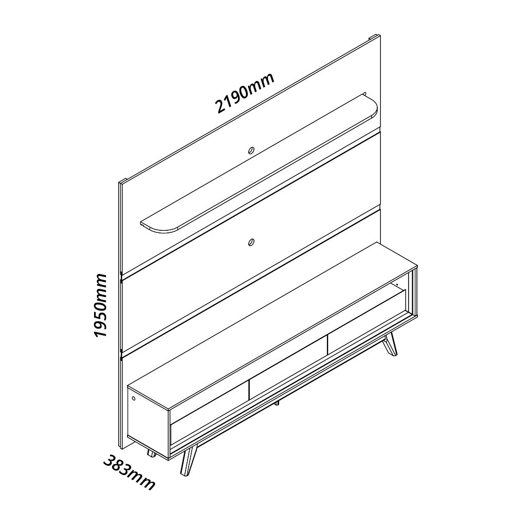 Painel até 85″ Royal 220 Off White + Rack Requinte 212 Off White /Azul – GELIUS - Imagem 2