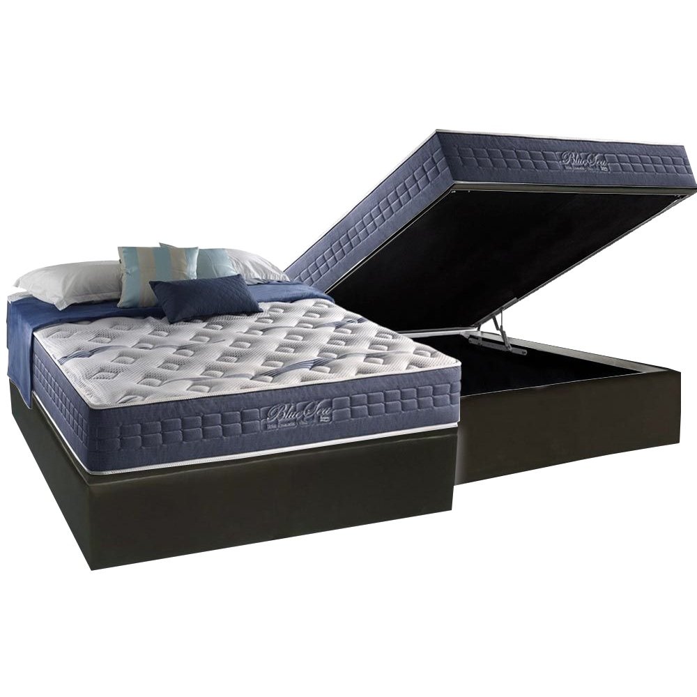 Colchão Casal Blue Sea 31 cm D28 Molas Ensacadas + Base Baú Corino Preto – ANJOS + BIOSTAR - Imagem 2