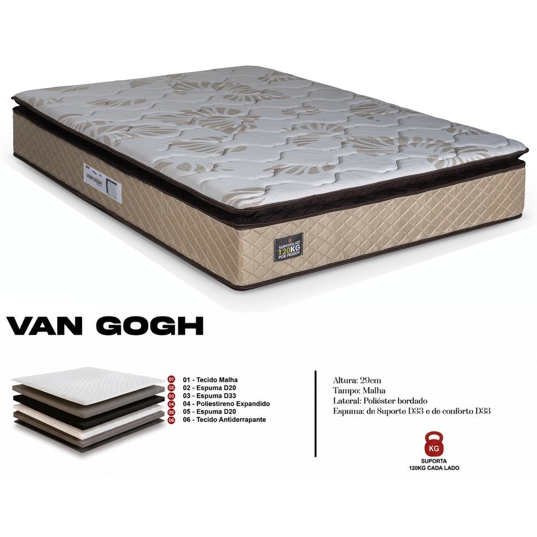 Colchão Queen Van Gogh 29 cm D33 Ortopédico - KING KONFORT COLCHÕES - Imagem 2