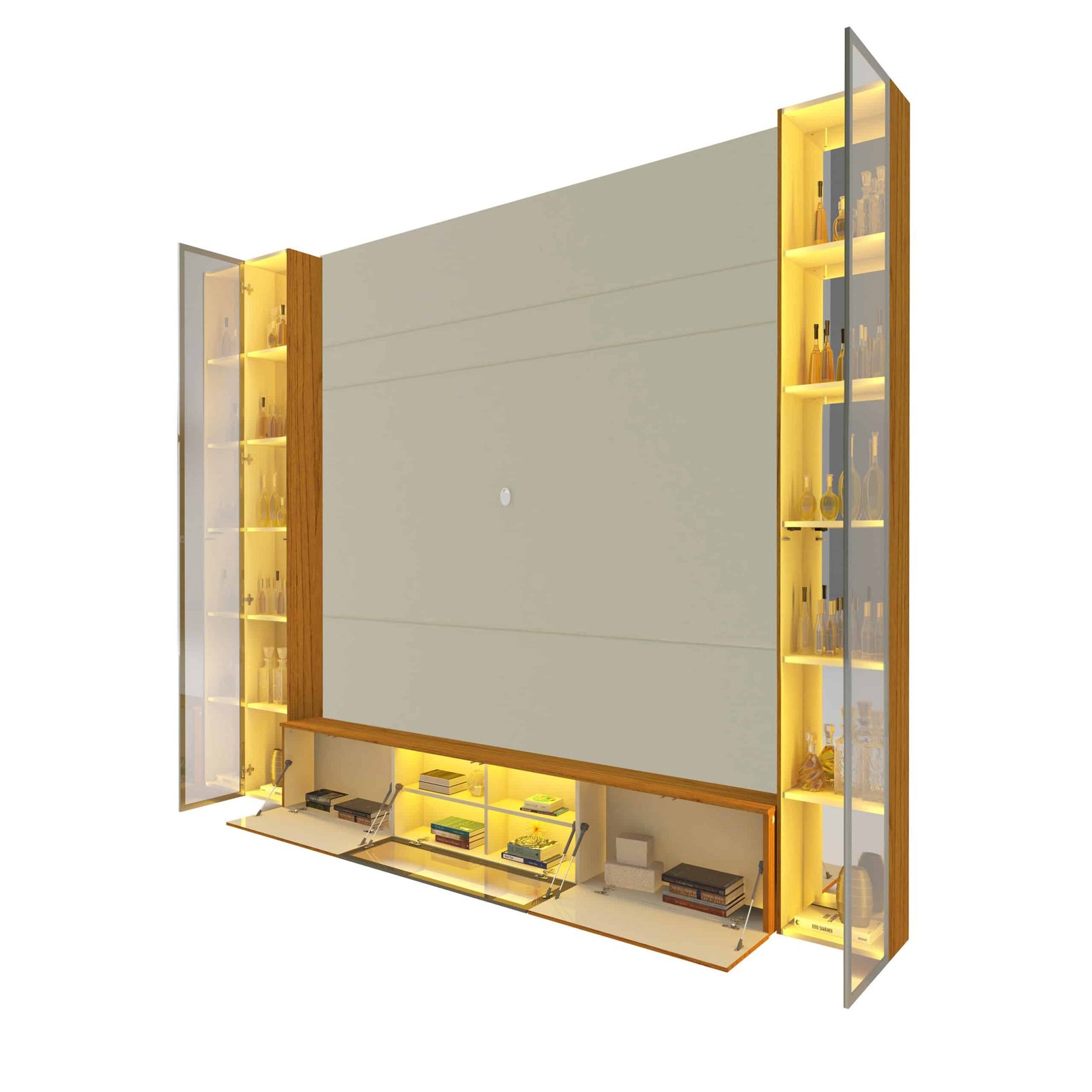 Home Suspenso até 85" Luminare Reflecta com Duas Torres 230 Off White/Naturale - GELIUS - Imagem 2