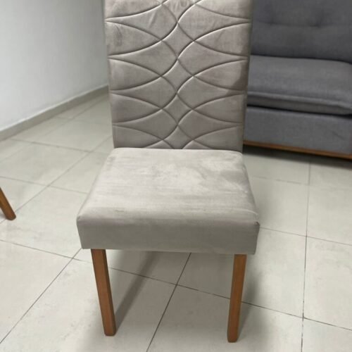 Alternative view of Mesa Salinas 90 Cinamomo/Off White com 4 Cadeiras Safira Veludo Bege – CEL MÓVEIS + WM DECOR