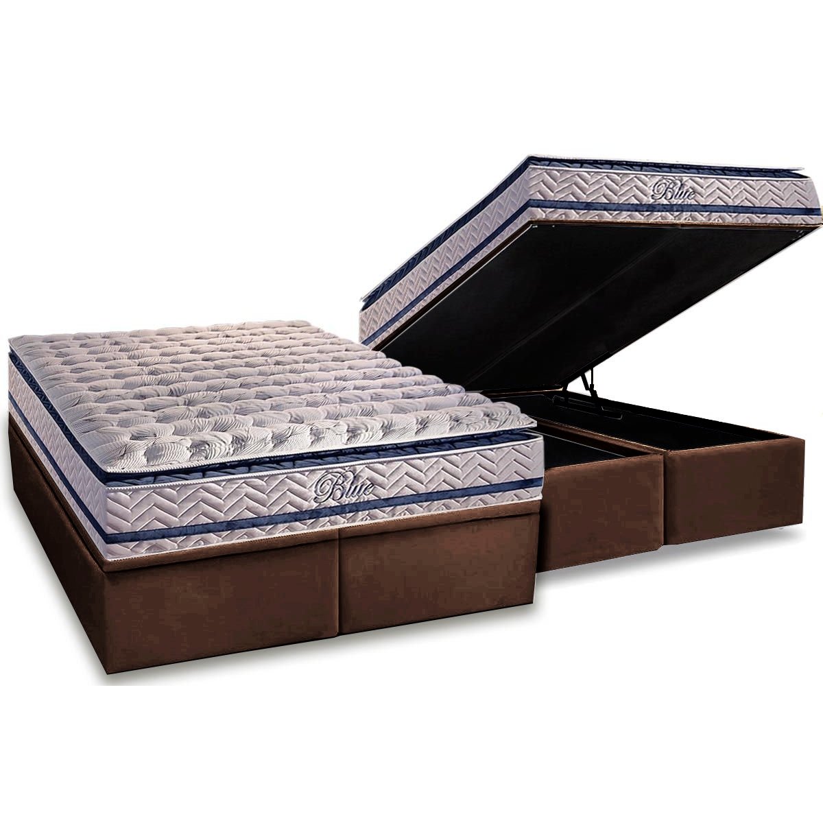 Colchão Queen Blue 32 cm H33 Molas Ensacadas + Base Baú Corino Marrom – PAROPAS + BIOSTAR - Imagem 2