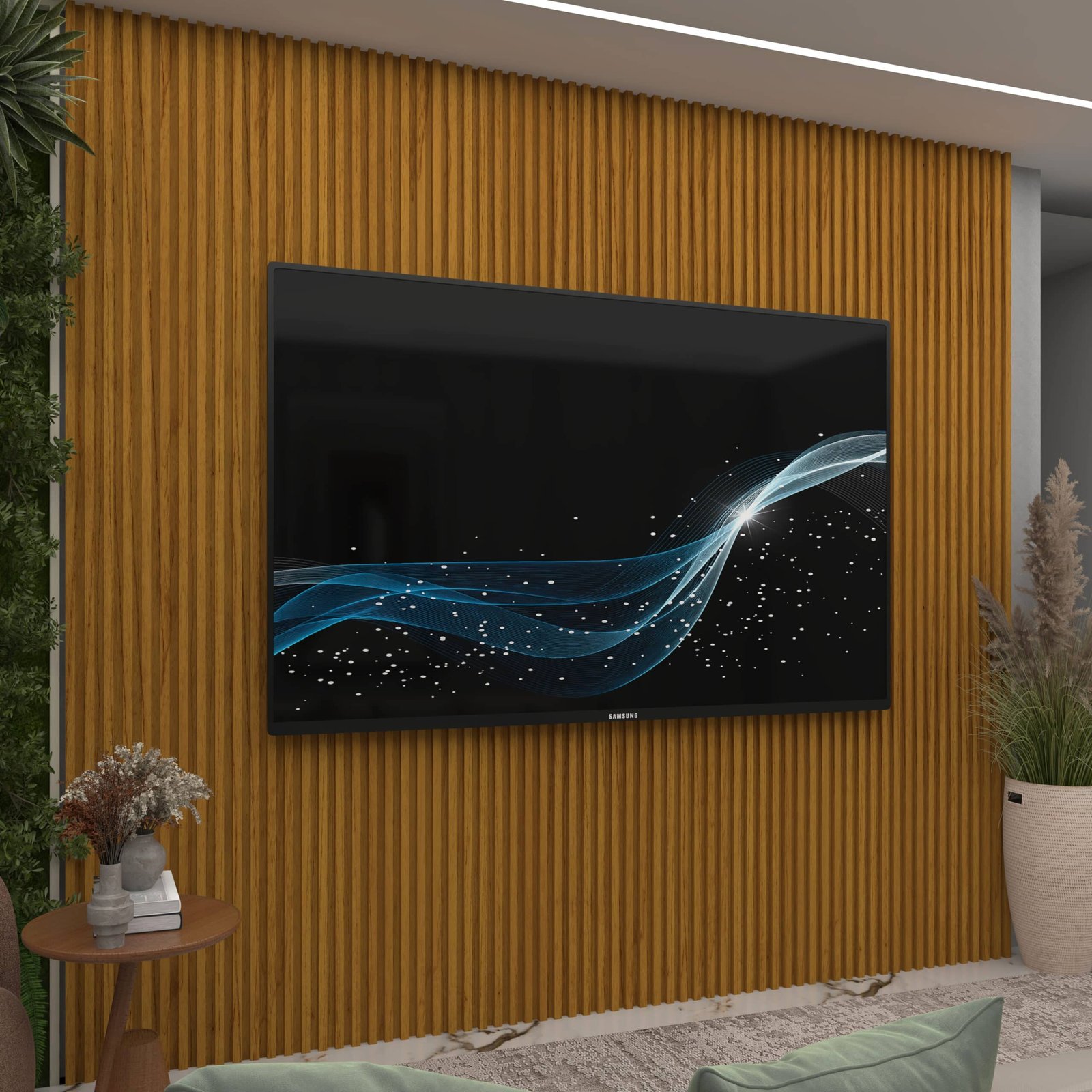 Painel até 85" Supremo Ripado 218 Naturale - GELIUS - Imagem 3