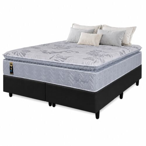 Alternative view of Colchão Queen High Comfort 34 cm D28 Molas Ensacadas + Base Simples Corino Preto – KING KONFORT COLCHÕES + BIOSTAR