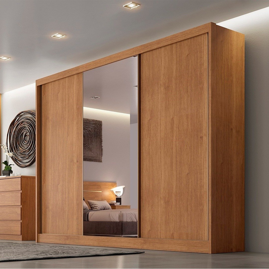 Guarda-Roupa Diamond Plus (1 porta espelhada) 2,412 m Cumaru/Fendi/Cumaru - NOVO HORIZONTE - Imagem 4