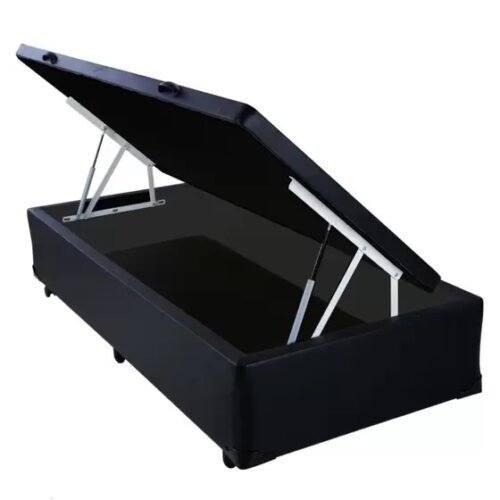 Base Box Solteiro Baú Corino Preto - BIOSTAR