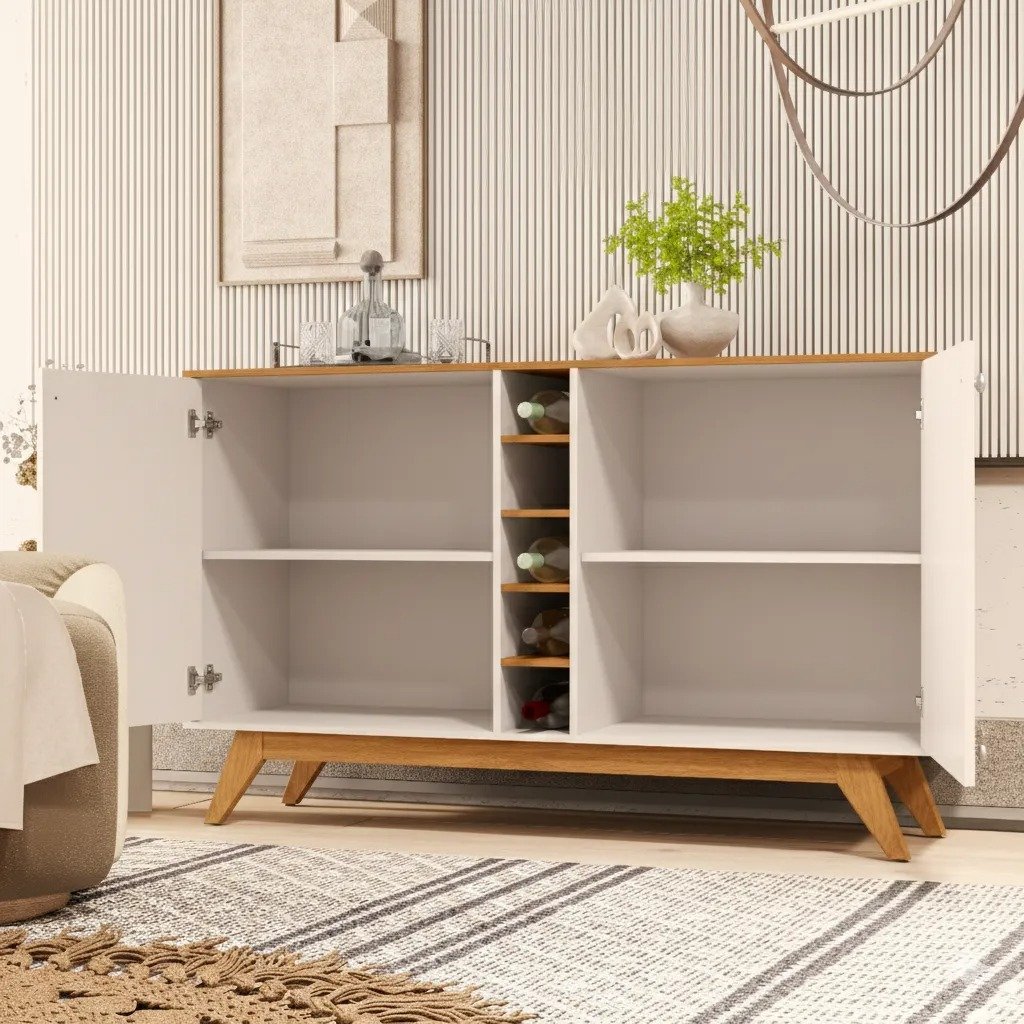 Buffet 4 Portas Jocasta Off White/Cedro - SAL MOVELARIA - Imagem 2