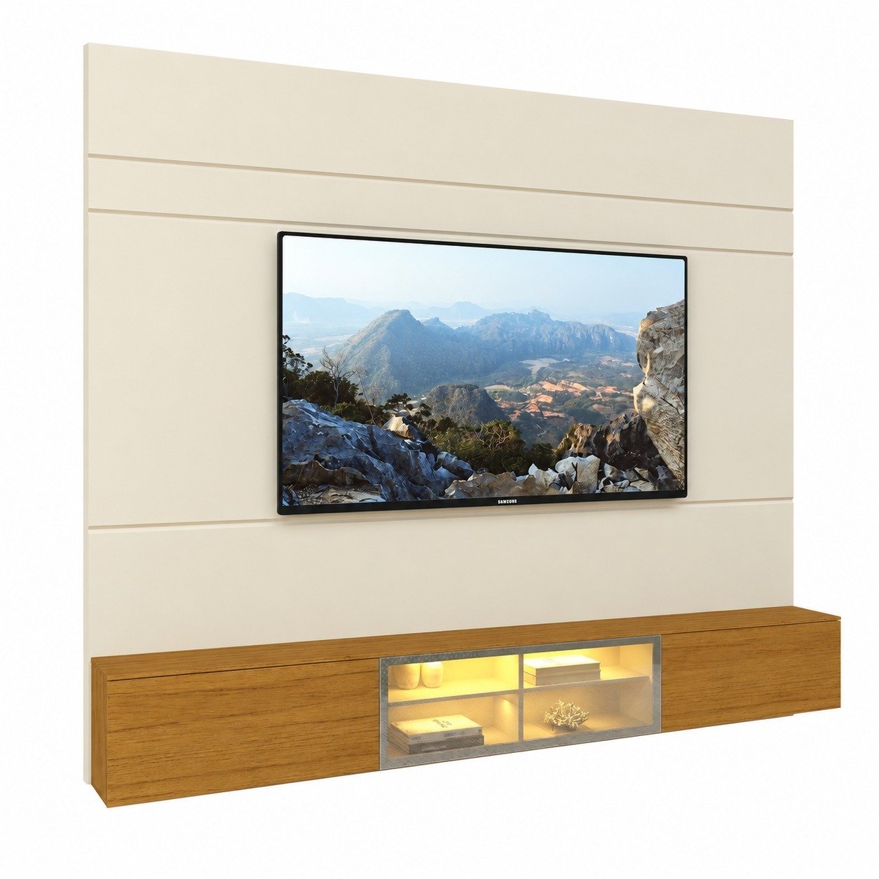 Painel até 85″ Luminare 2,17 m Off White + Nicho Luminare 2,15 m Naturale – GELIUS - Imagem 5
