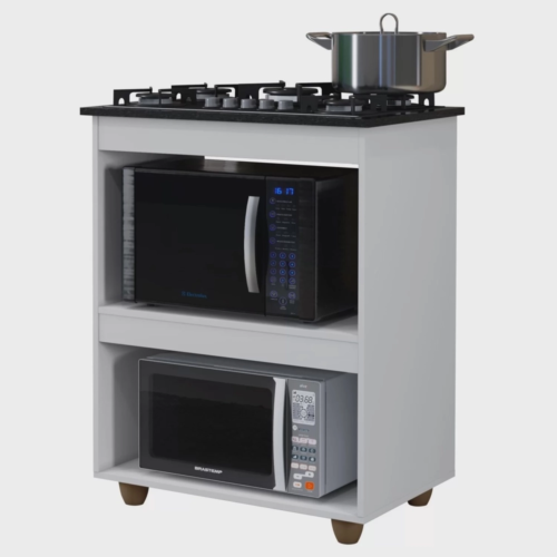 Alternative view of Balcão para Cooktop 5 Bocas Turim Branco – KAIKI MÓVEIS