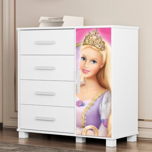 Cômoda 4 Gavetas com Sapateira Lívia (Menina) Barbie 404189 - MADEC MÓVEIS