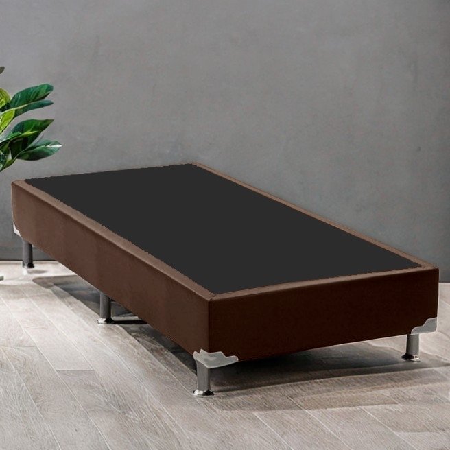 Base Box Solteiro Simples Corino Marrom - ALTO NÍVEL CAMAS E COLCHÕES