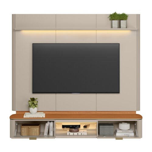 Alternative view of Painel Home até 70" Ferrara Canela/Off White Fosco - LINEA BRASIL
