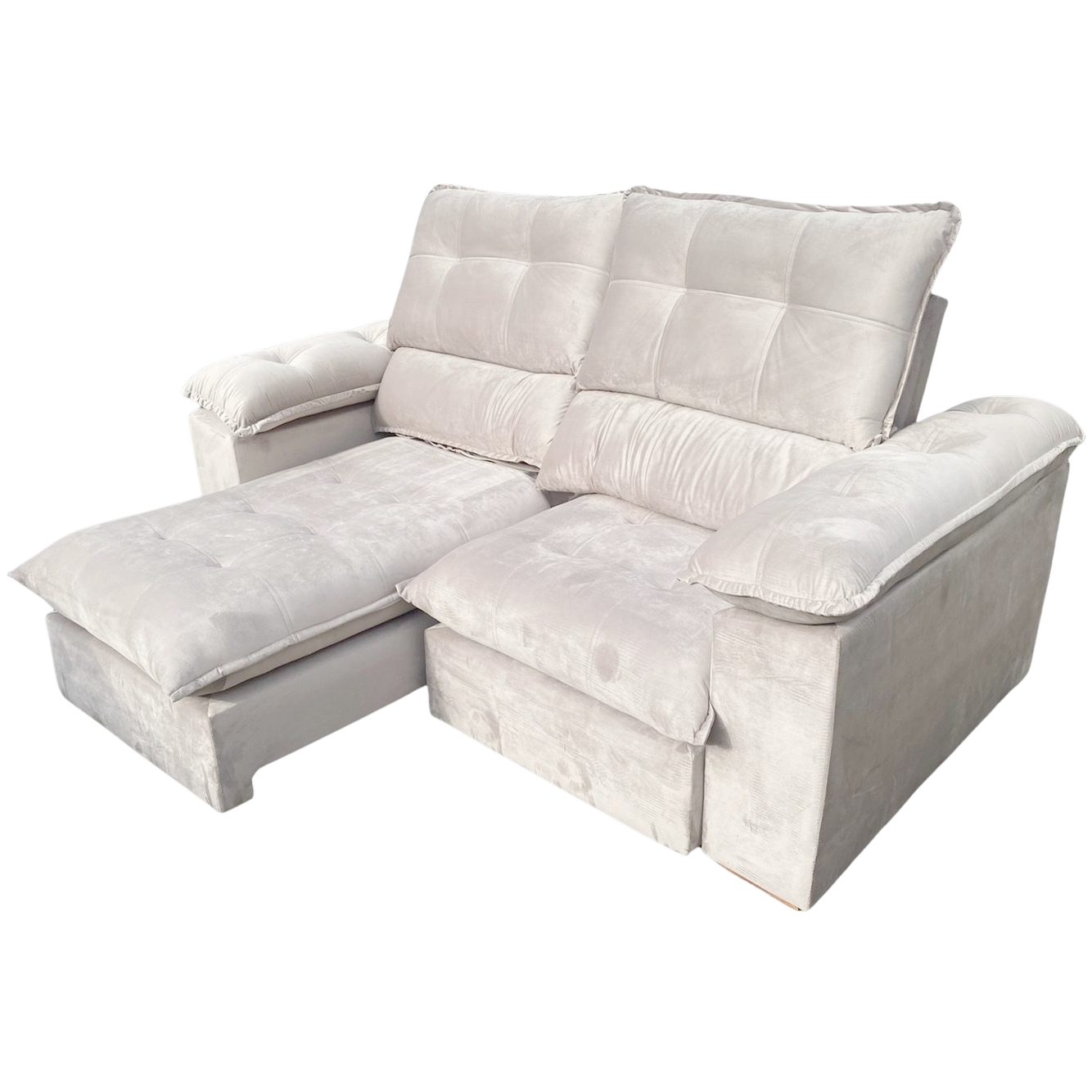Sofá Retrátil e Reclinável Suíça 2,10 m Veludo Marfim – LEO DECOR (PROMOÇÃO - LEVE AVARIA) - Imagem 2