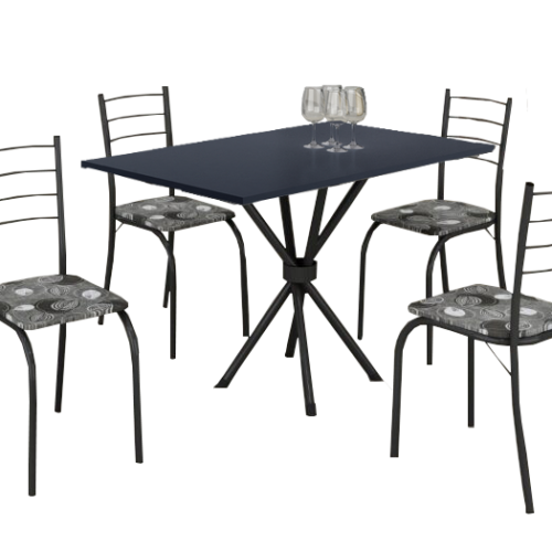 Alternative view of Mesa 4 Cadeiras Rio 100×60 Preto/Grafite – TEIXEIRA