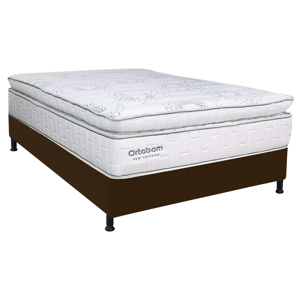 Colchão Casal New Freedom 32 cm D33 Molas Ensacadas + Base Simples Corino Marrom – ORTOBOM + BIOSTAR - Imagem 2