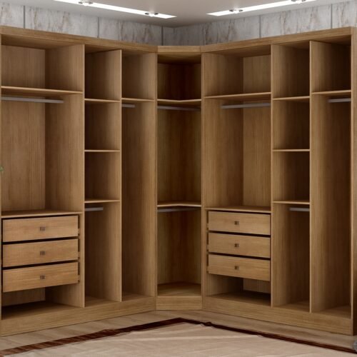 Alternative view of Guarda-Roupa Modulado Rizon 001(Dois Módulos 4 Portas + Um Módulo Canto Oblíquo) Cumarú/Fendi - NOVO HORIZONTE