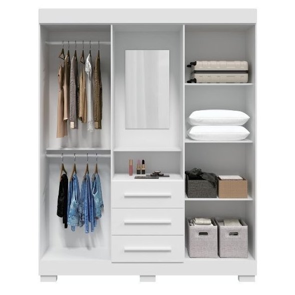 Guarda-Roupa Capelinha Emily Gold 1,64 m Branco – ACP MÓVEIS - Imagem 2