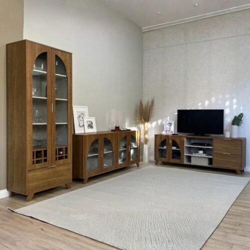 Conjunto Murano (Buffet, Cristaleira e Rack) Cinamomo/Off White – ARTELY