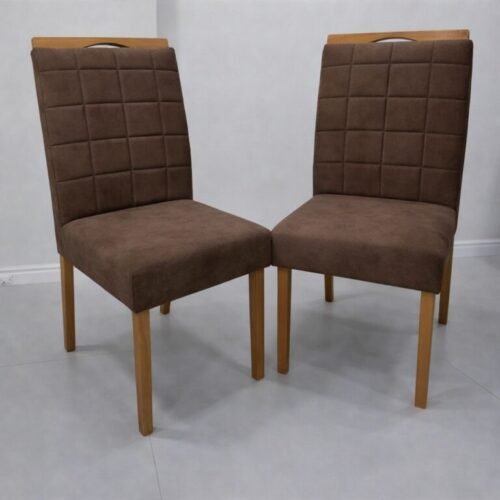 Alternative view of Mesa Maria 120 Imbuia/Off White com 4 Cadeiras Quartzo/Safira Veludo Marrom – A&A CONCEITO + KM DECOR