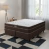 Colchão Queen Lisboa 24 cm D28 Molas Ensacadas + Base Simples Corino Marrom – ECOTEC + BIOSTAR