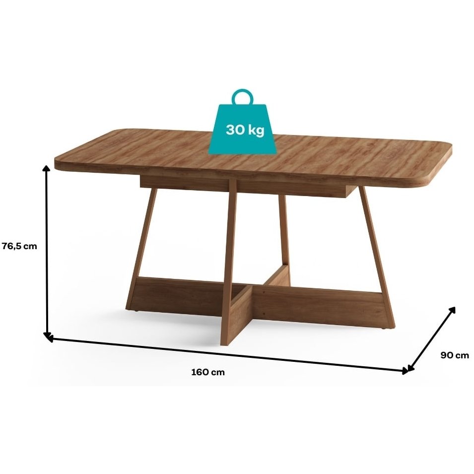 Mesa Átria 1592 Retangular 160 Rosê Cobre/Nogal Freijó - CARRARO MÓVEIS - Imagem 4