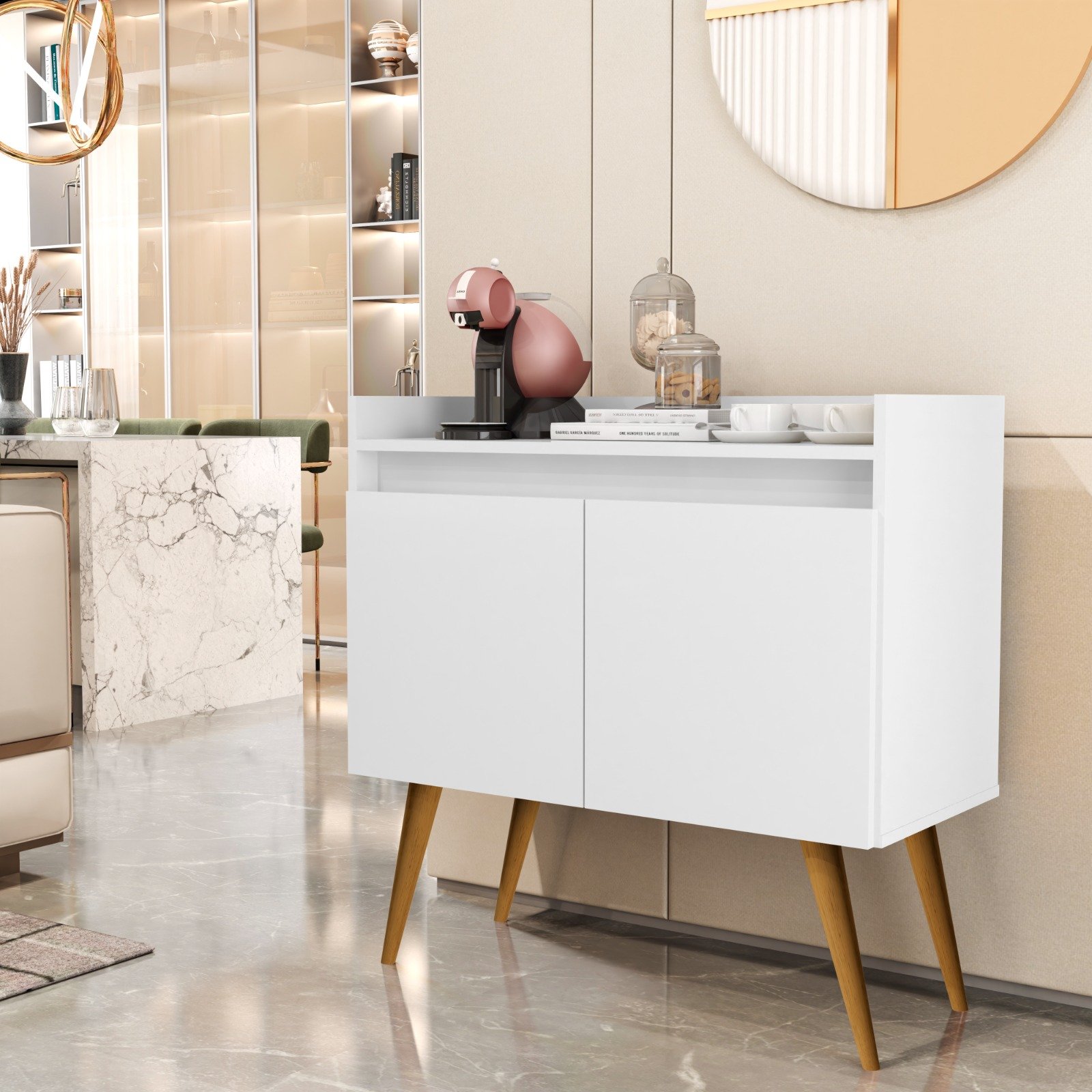 Buffet 2 Portas Gold Branco/Mel/Branco – MOVEIS PRIMUS - Imagem 3