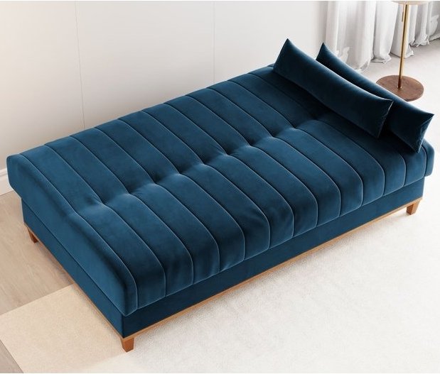 Sofá Cama Luna/Duna 1,80 m Veludo Azul - VIERO MÓVEIS - Imagem 2