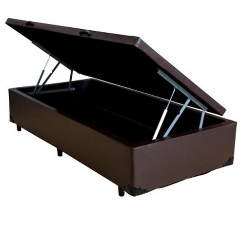 Base Box Solteiro Baú Corino Marrom - BIOSTAR