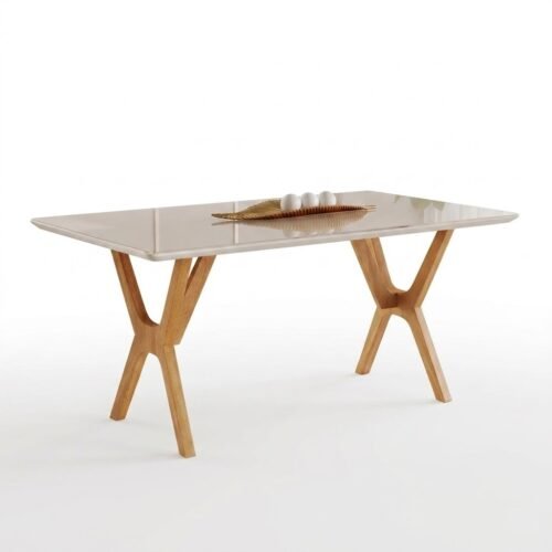 Alternative view of Mesa Essência 180 (C/Vidro) Cinamomo/Off White - JCM MOVELARIA
