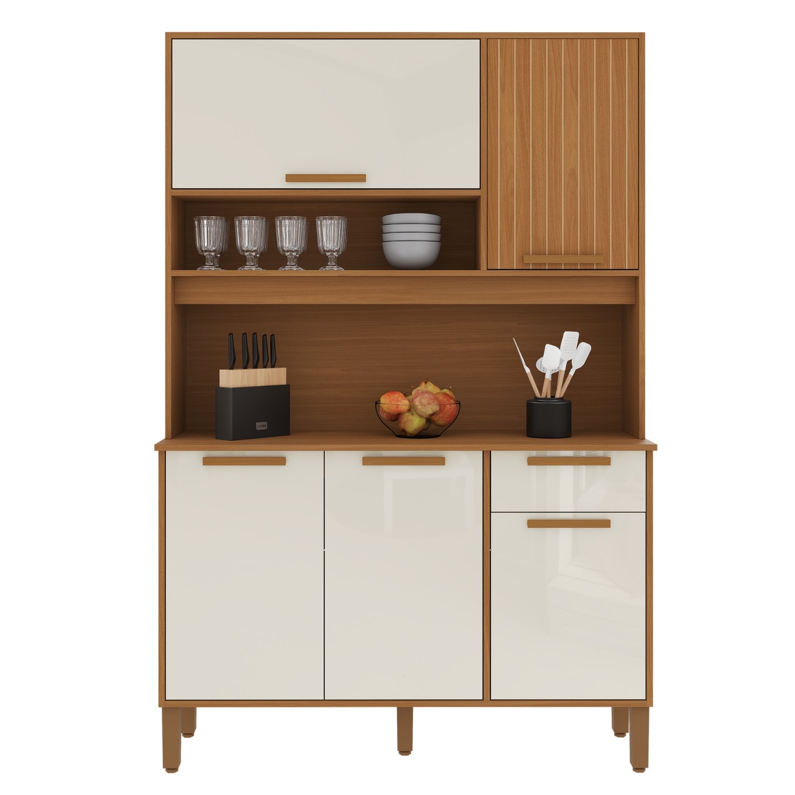 Kit Cozinha Sintra 1,20 m Freijó/Off White – INDÉKES - Imagem 5