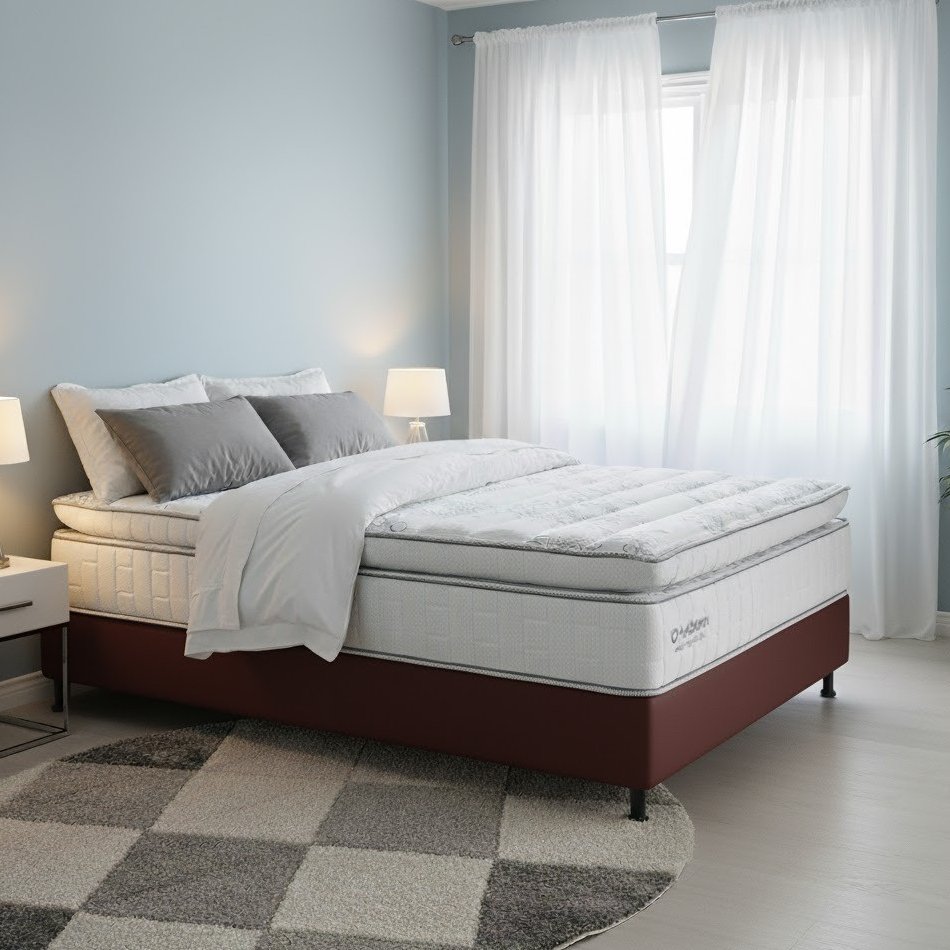 Colchão Casal New Freedom 32 cm D33 Molas Ensacadas + Base Simples Corino Marrom – ORTOBOM + BIOSTAR