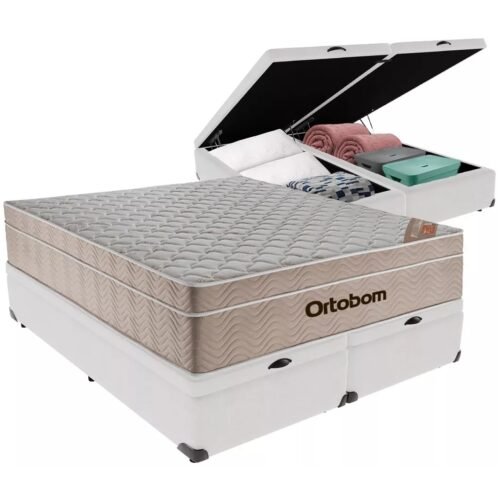 Alternative view of Colchão Queen Airtech Springpocket 25 cm D26 Molas Ensacadas + Base Baú Corino Branco – ORTOBOM + BIOSTAR