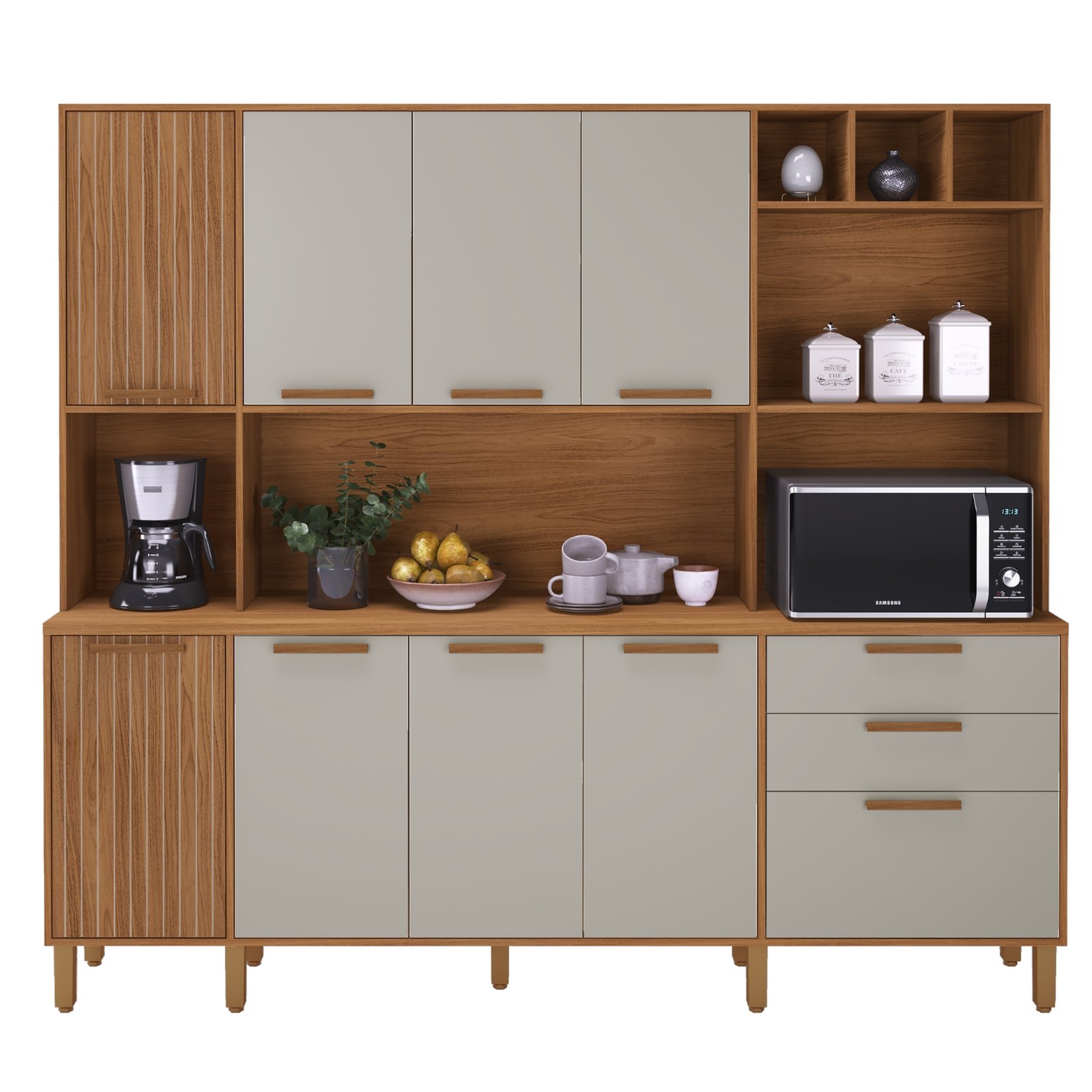 Kit Cozinha Porto 2,19 m Freijó/Off White – INDÉKES - Imagem 6