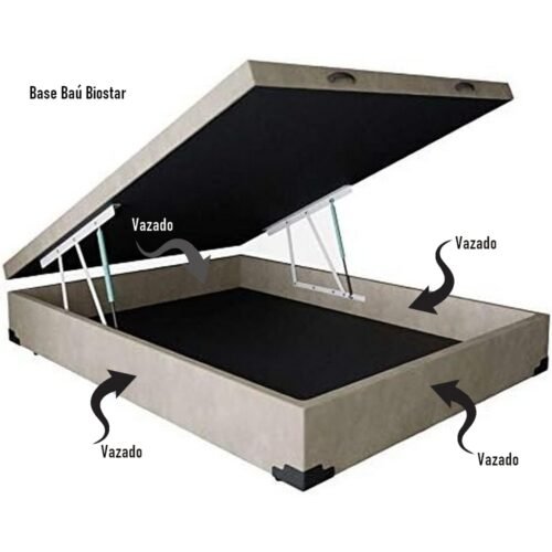 Alternative view of Base Box Queen Baú Corino Preto - BIOSTAR