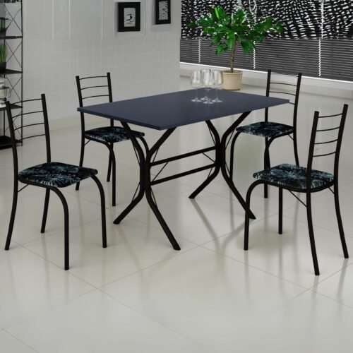 Mesa 4 Cadeiras Cabo Frio 100x60 Preto/Grafite – TEIXEIRA