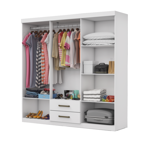 Alternative view of Guarda-Roupa 6 Portas(Sem Espelho/Sem Pes) Aries 1,53 m Branco - CARIOCA MOVEIS
