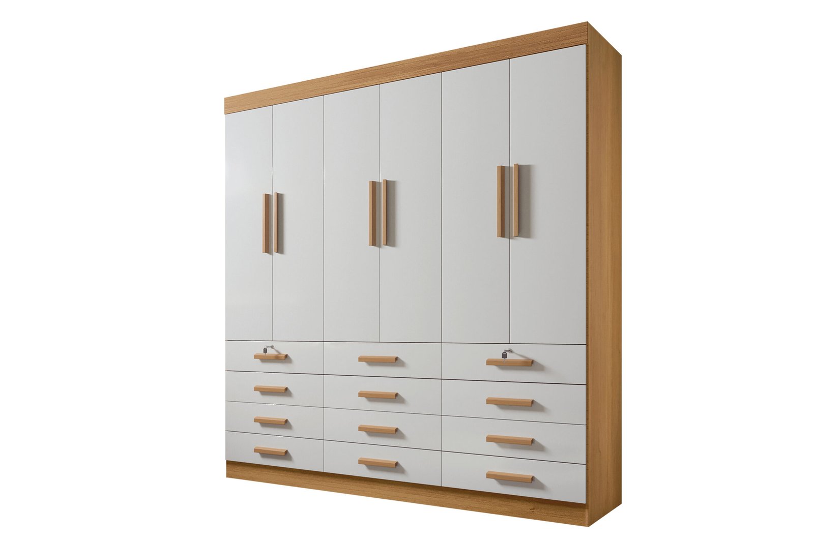 Guarda-Roupa 6 Portas Mônaco 2,40 m Cinamomo/Off White – D’DORO MÓVEIS - Imagem 2