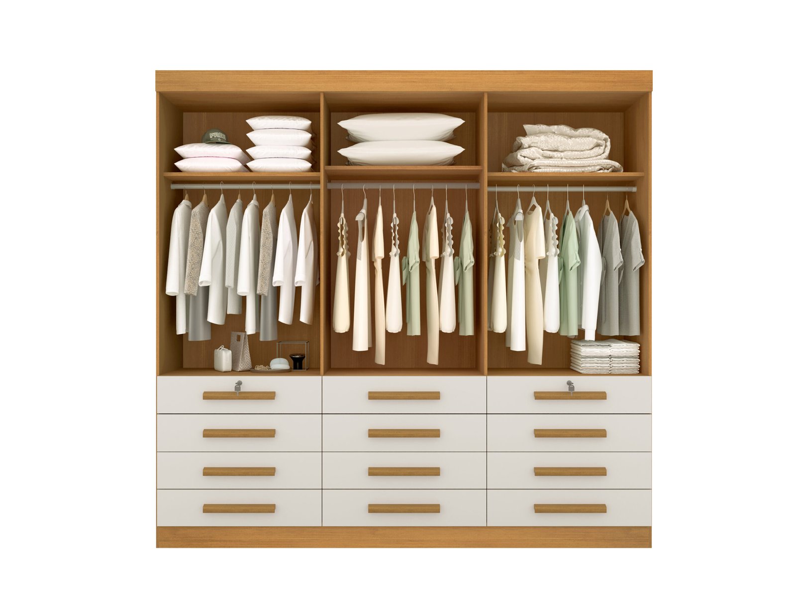 Guarda-Roupa 6 Portas Mônaco 2,40 m Cinamomo/Off White – D’DORO MÓVEIS - Imagem 3