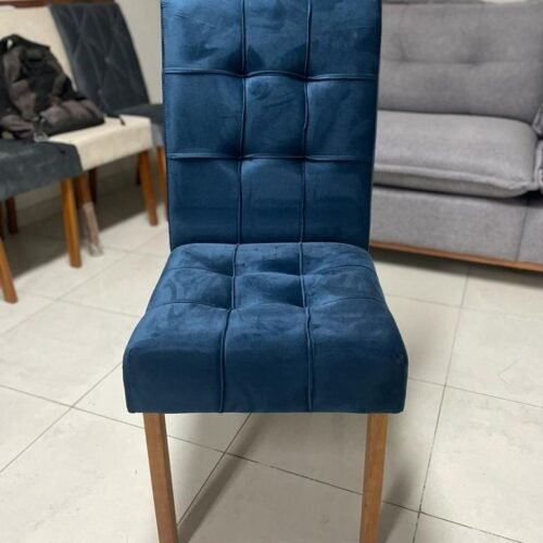 Alternative view of Mesa Athenas 180 Amêndoa Clean com 6 Cadeiras Sophia Veludo Azul – LOPAS + WM DECOR